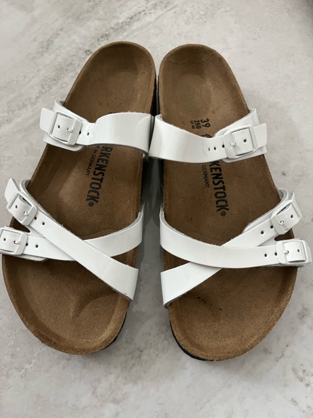 Birkenstock Franca White Triple-Buckle Strappy Sandals complete new